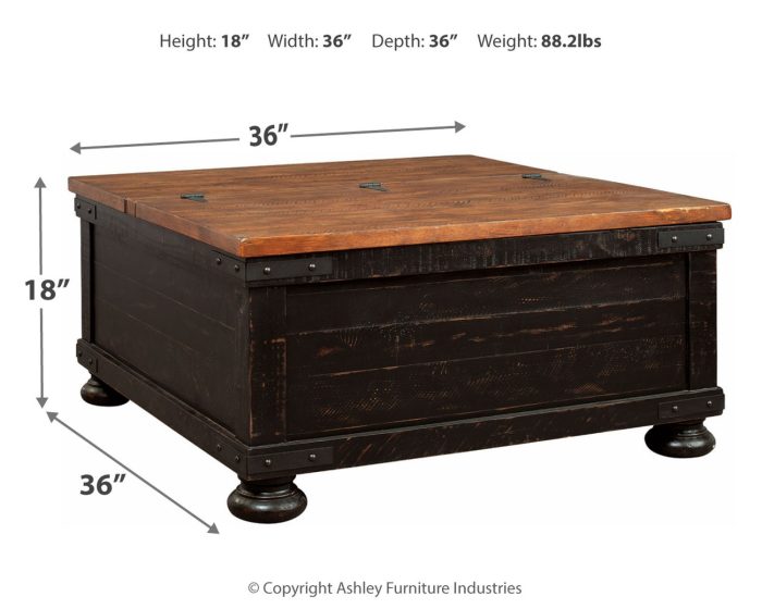 Valebeck - Black / Brown - Lift Top Cocktail Table - Image 4