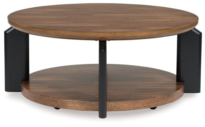 Kraeburn - Brown / Black - Round Cocktail Table - Image 3