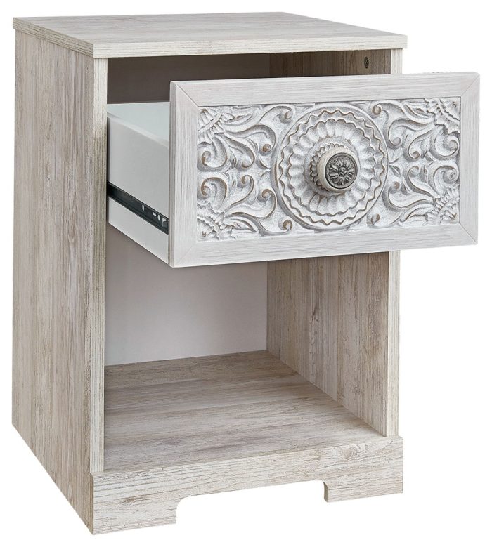 Paxberry - Whitewash - One Drawer Night Stand - Open Cubby - Image 2