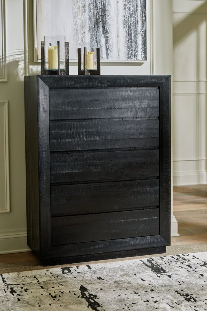 Londer - Black - Five Drawer Chest - Image 4
