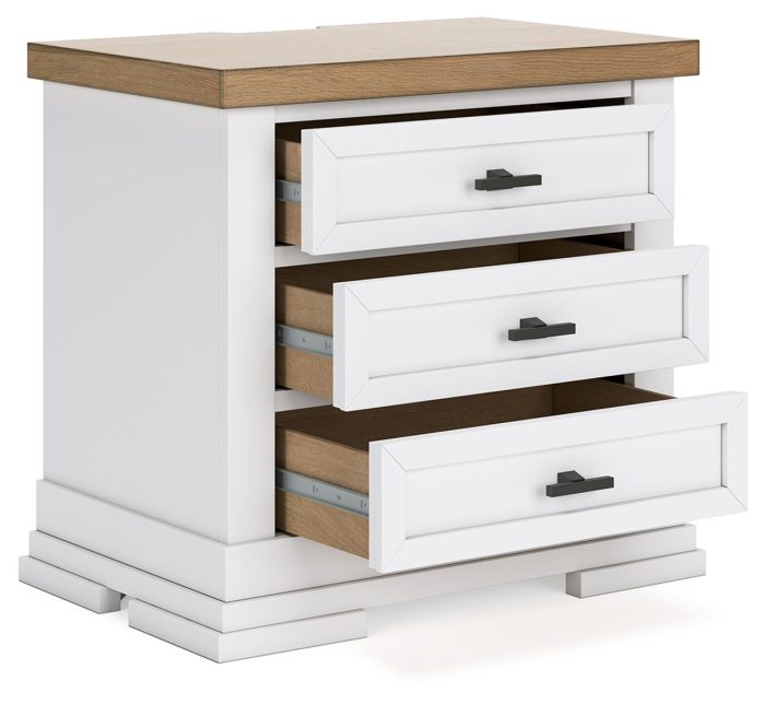 Ashbryn - White / Natural - Three Drawer Night Stand - Image 4