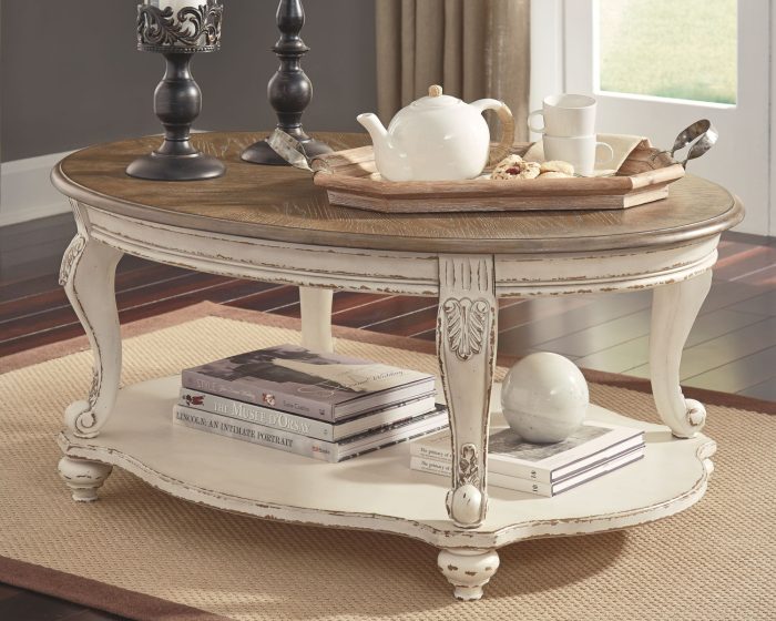 Realyn - White / Brown - Oval Cocktail Table - Image 4