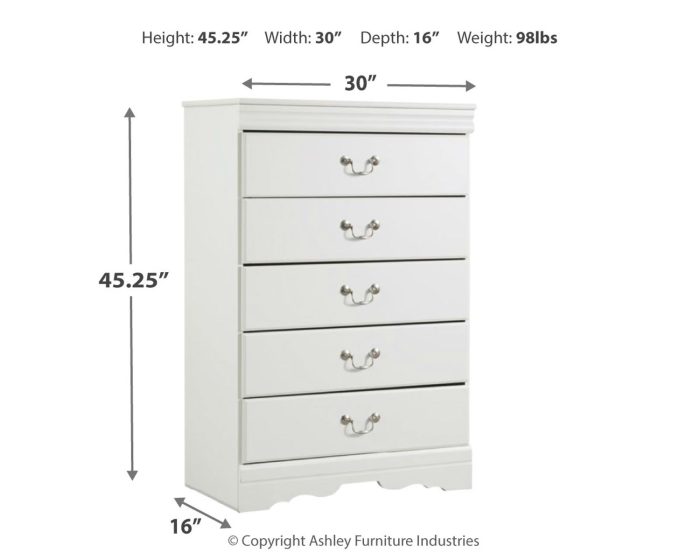Anarasia - White - Five Drawer Chest - Image 3