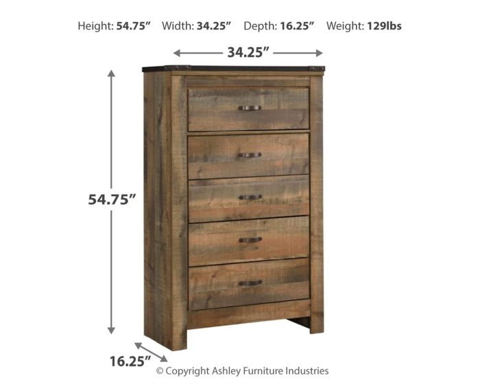Trinell - Brown - Five Drawer Chest - Image 2