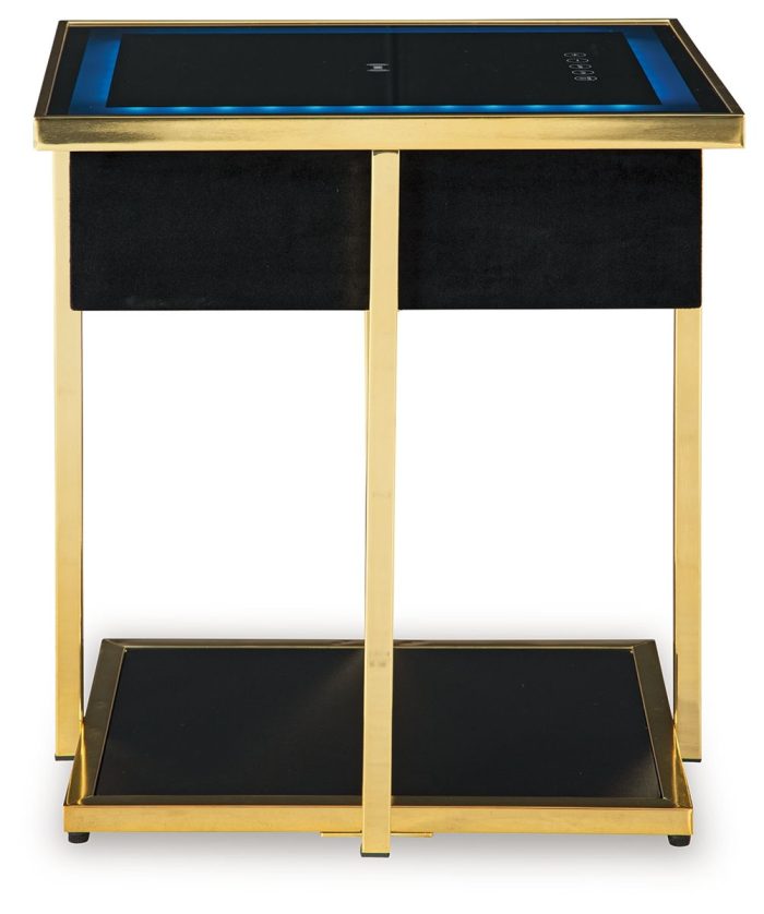 Rexwell - Black / Gold Finish - Accent Table With Speaker - Image 2