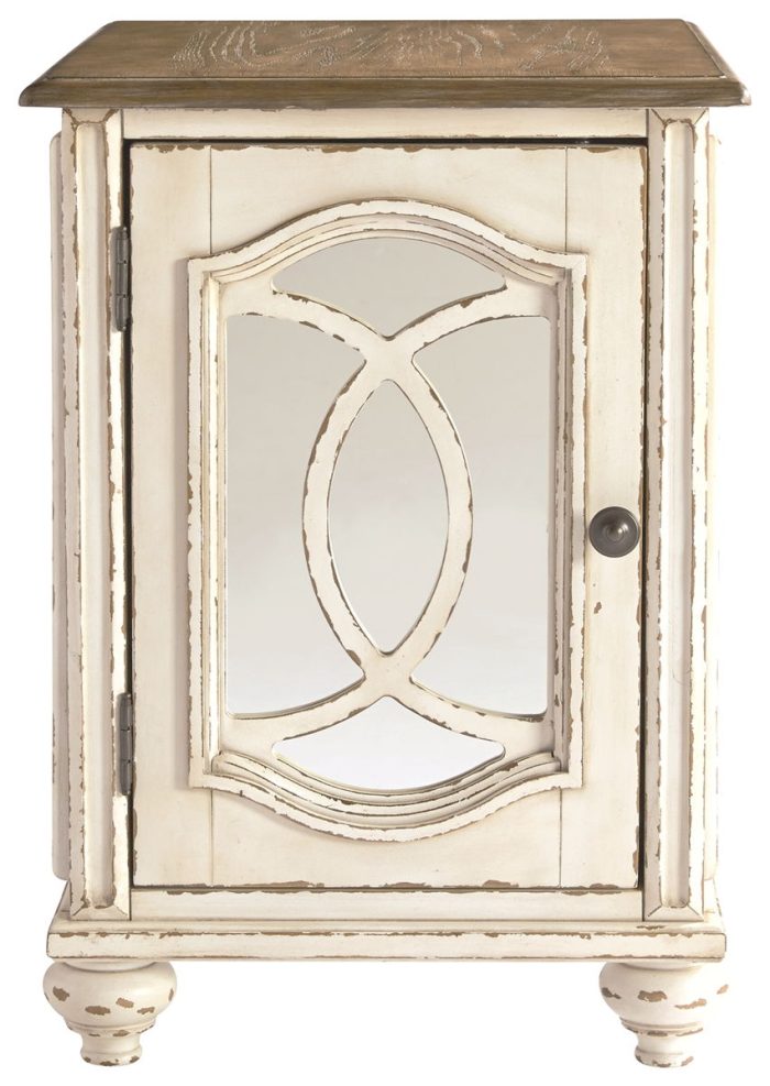 Realyn - White / Brown - Chair Side End Table - Insert Mirror - Image 2
