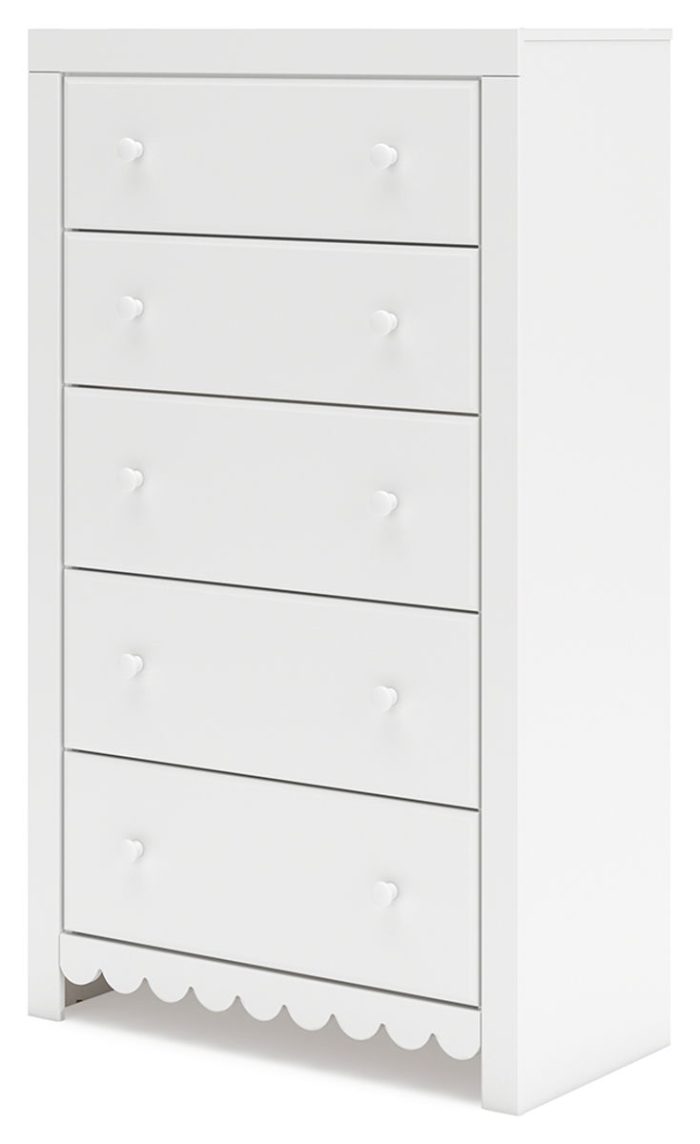 Mollviney - White - Five Drawer Chest - Image 3
