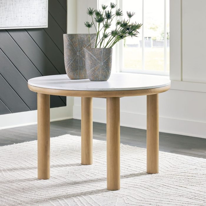 Sawdyn - Light Brown - Round Dining Room Table - Image 3