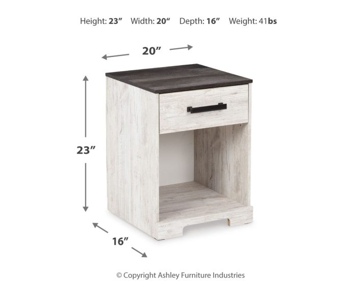 Shawburn - White / Black / Gray - One Drawer Night Stand - Open Cubby - Image 3