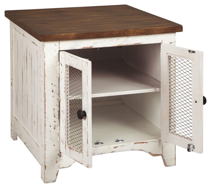 Wystfield - White / Brown - Rectangular End Table - 2 Doors - Image 3