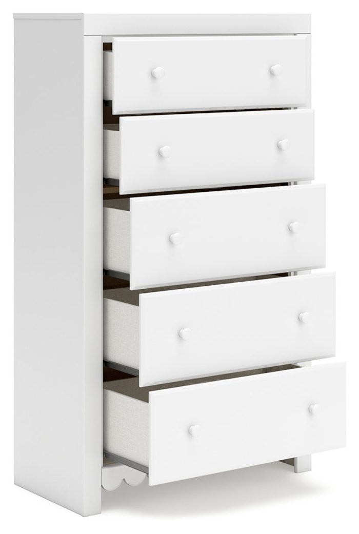 Mollviney - White - Five Drawer Chest - Image 4