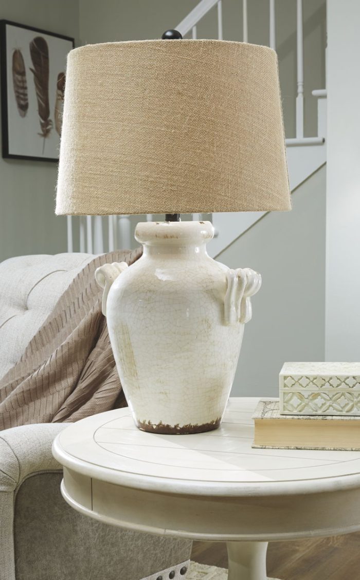 Emelda - Cream - Ceramic Table Lamp - Image 2