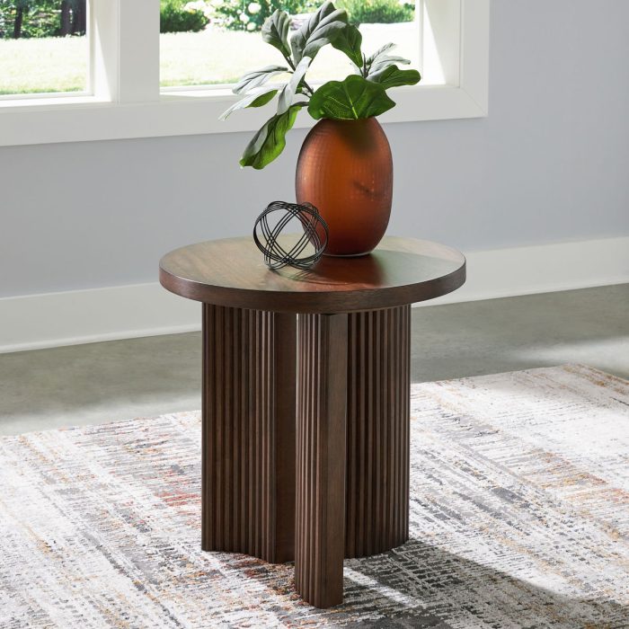 Korestone - Dark Brown - Round End Table - Image 4