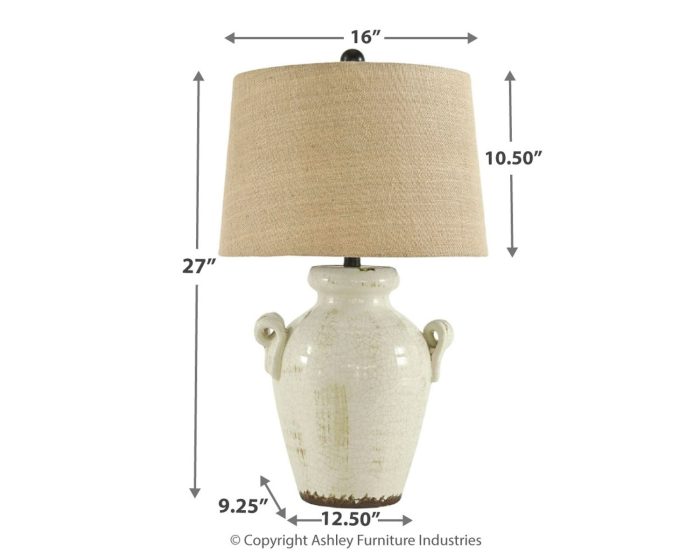 Emelda - Cream - Ceramic Table Lamp - Image 4