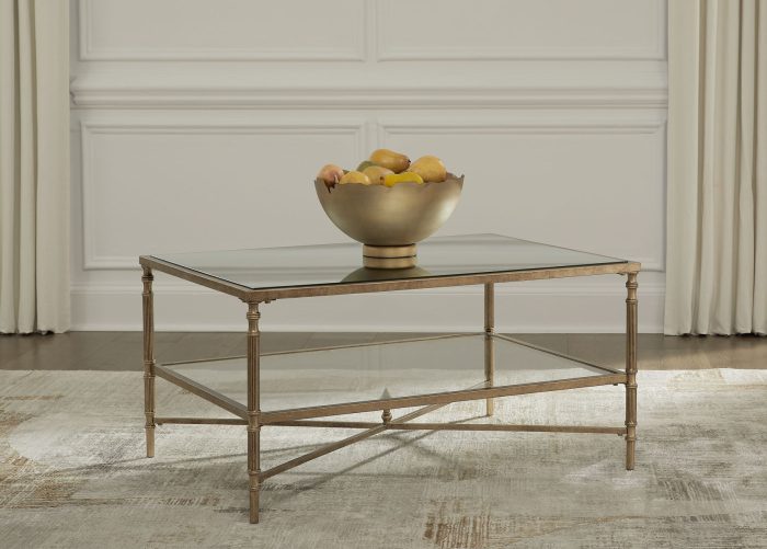 Cloverty - Aged Gold Finish - Rectangular Cocktail Table - Image 2