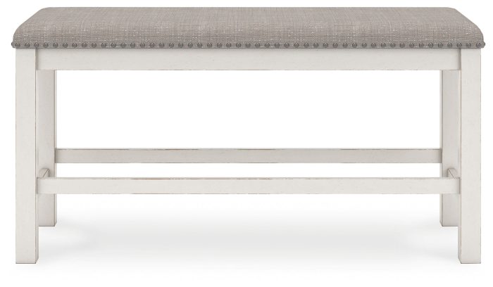 Robbinsdale - Antique White - Dbl Counter Height Upholstered Dining Bench - Image 2