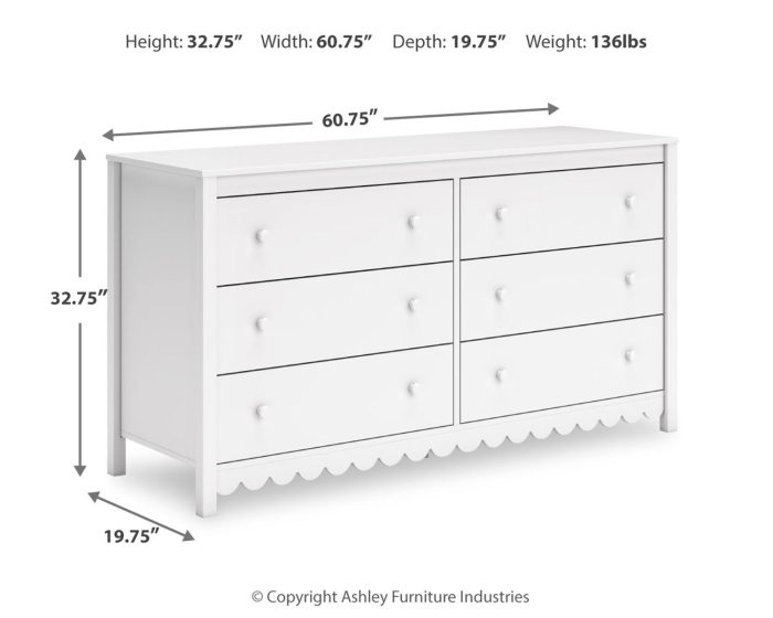 Hallityn - White - Six Drawer Dresser - Image 2
