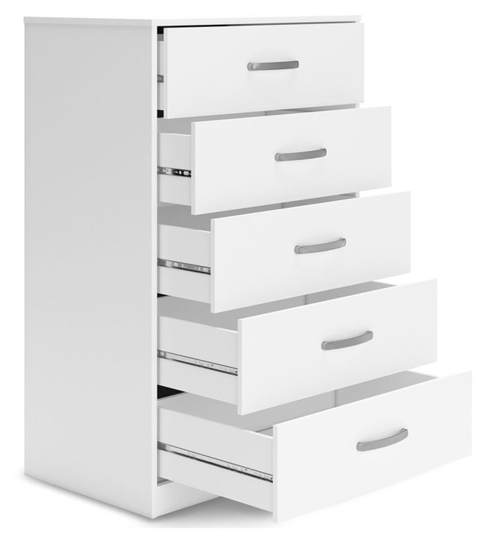 Flannia - White - Five Drawer Chest - 46" Height - Image 2