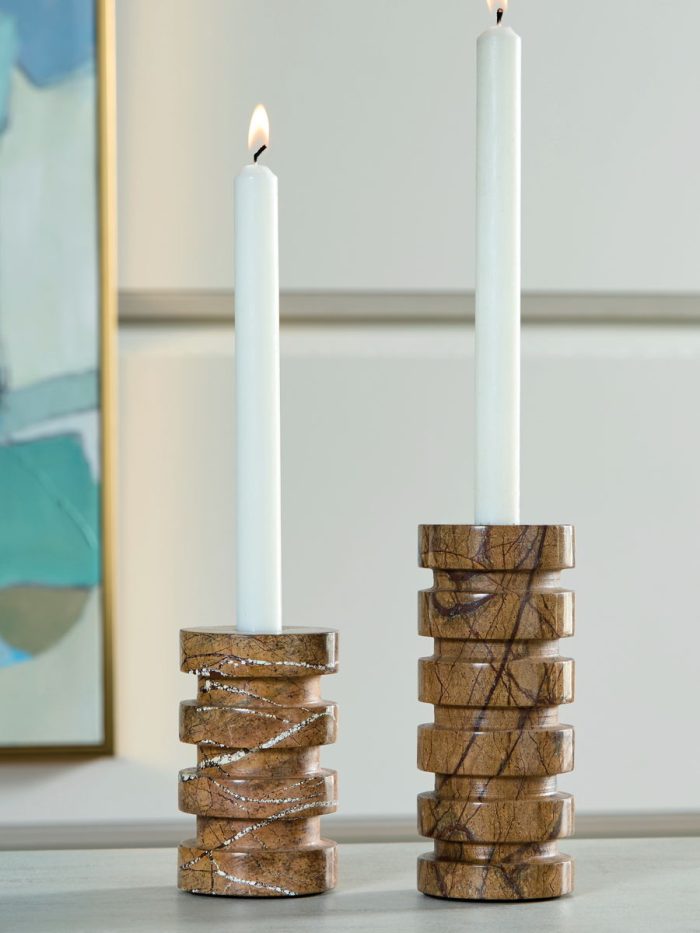 Emsleyfield - Tan - Candle Holder Set (Set of 2) - Image 3