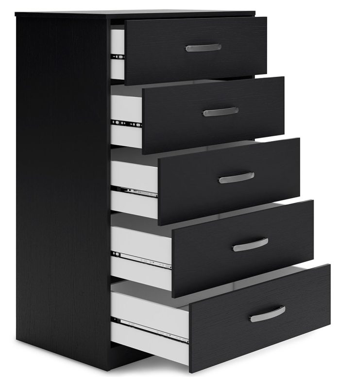 Finch - Black - Five Drawer Chest - 46" Height - Image 3
