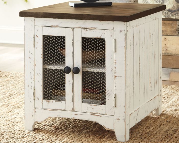 Wystfield - White / Brown - Rectangular End Table - 2 Doors - Image 2