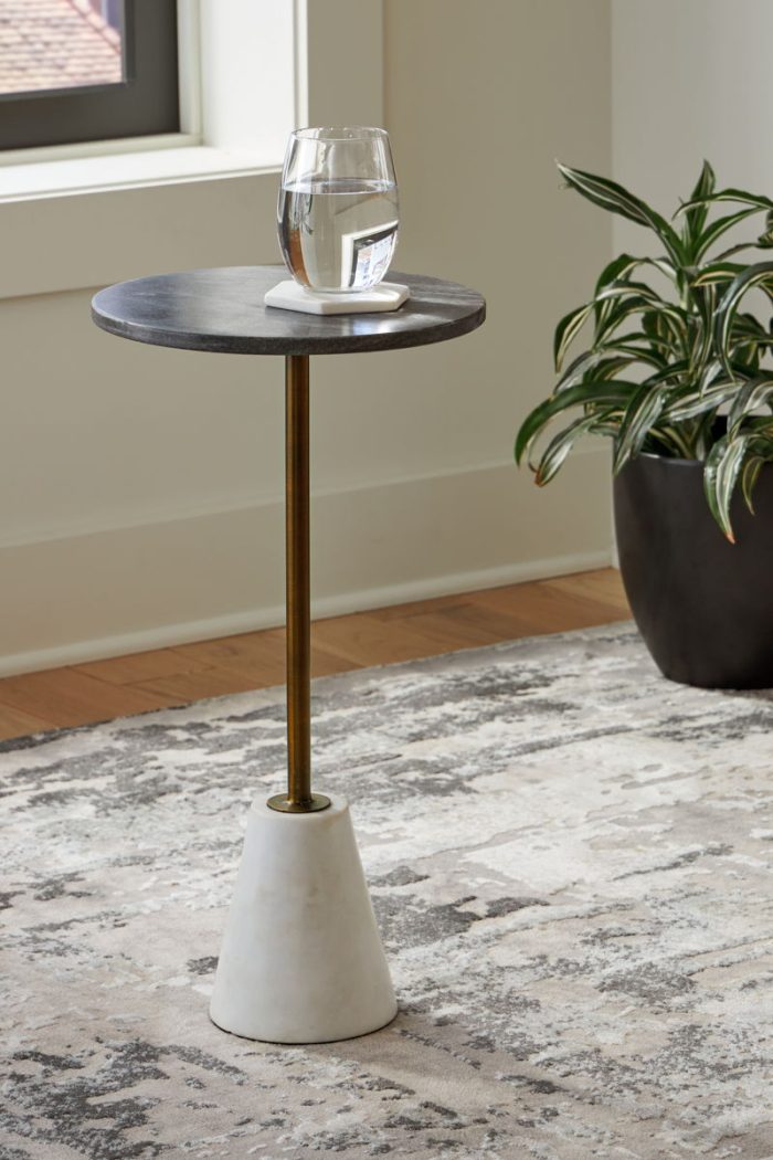 Caramont - Black / White / Gold Finish - Accent Table with White Base - Image 4
