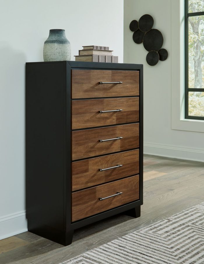 Kraeburn - Brown / Black - Five Drawer Chest - Image 2