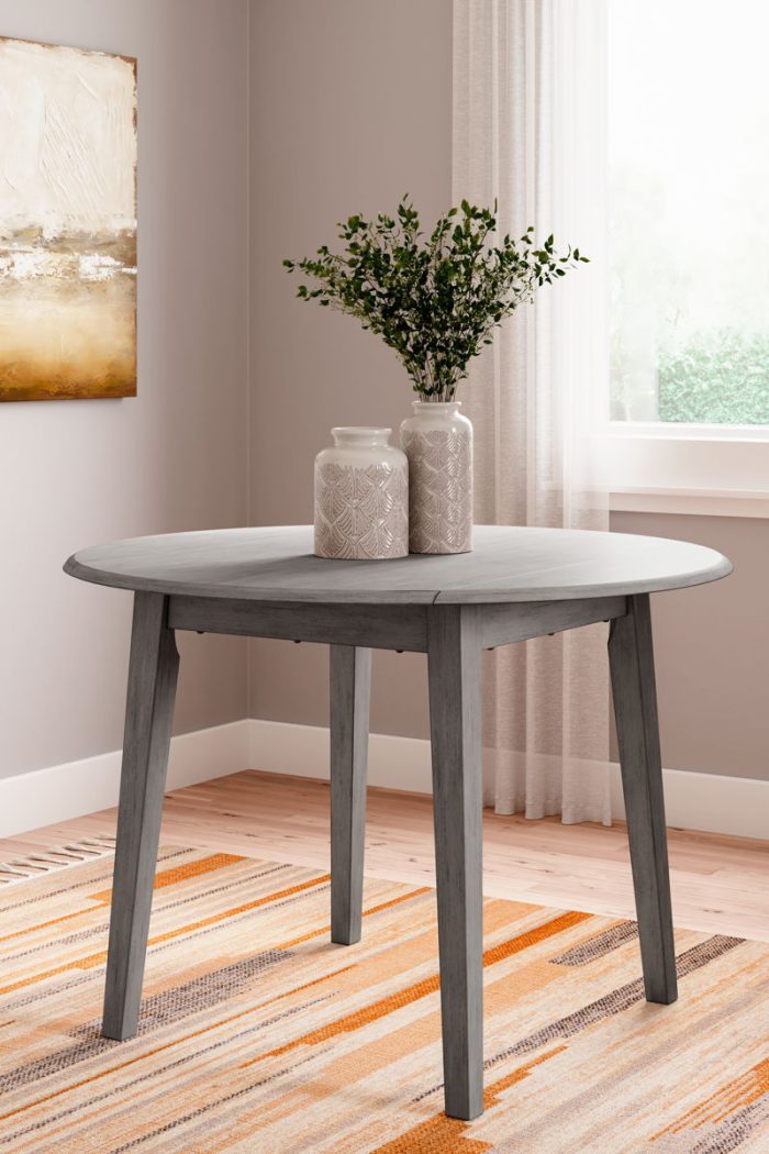 Shullden - Gray - Round Drm Drop Leaf Table - Image 4