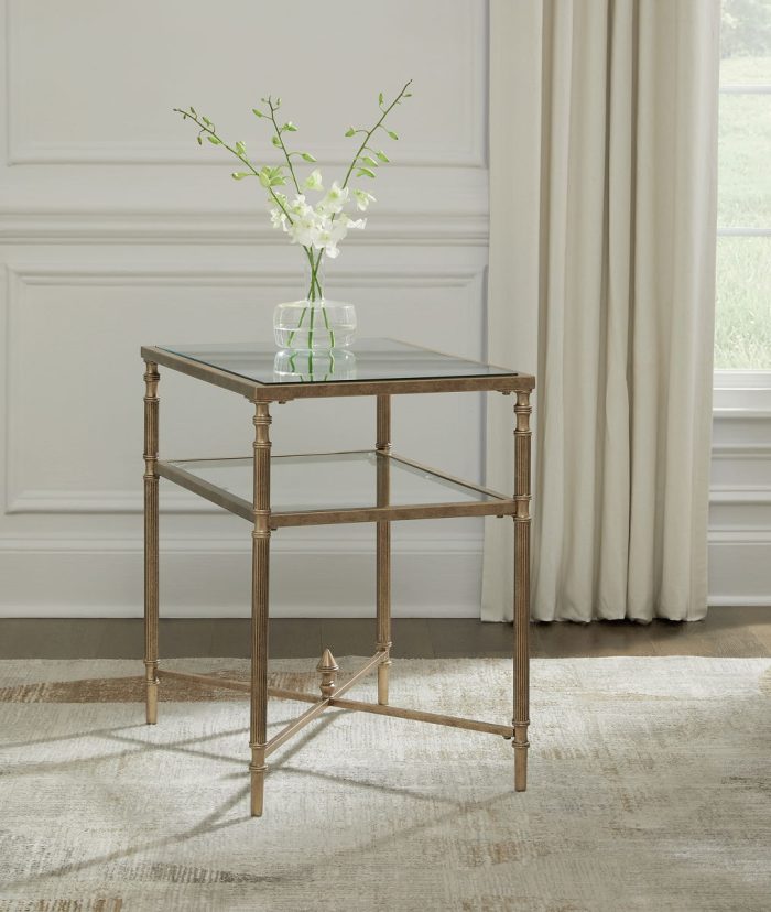 Cloverty - Aged Gold Finish - Rectangular End Table - Image 3