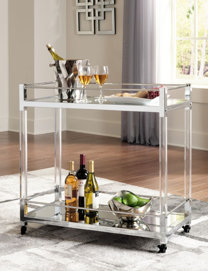 Chaseton - Clear / Silver Finish - Bar Cart - Image 2