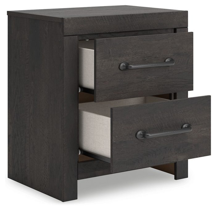 Hollivern - Dark Gray - Two Drawer Night Stand - Image 4