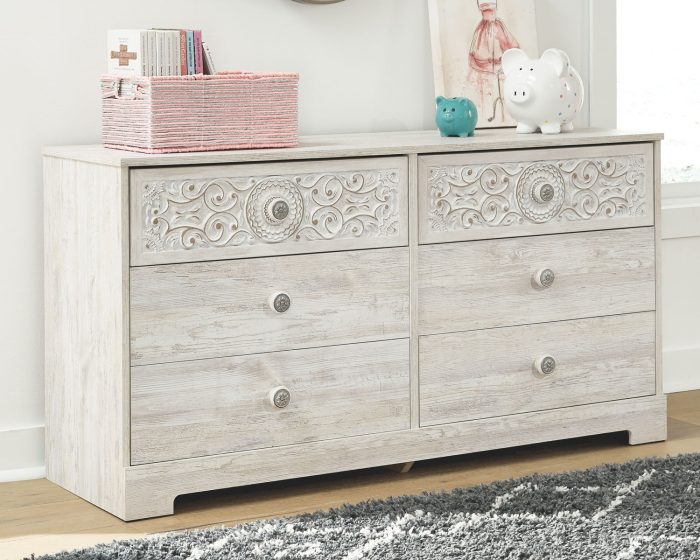 Paxberry - Whitewash - Six Drawer Dresser - Vinyl-Wrapped - Image 3