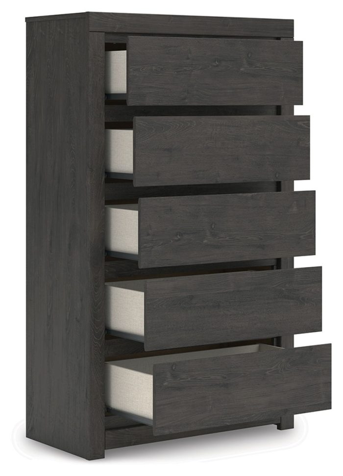 Fraluna - Charcoal - Five Drawer Chest - Image 3