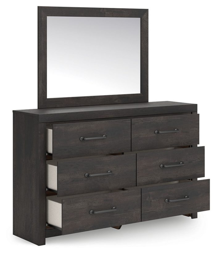 Hollivern - Dark Gray - Dresser And Mirror - Image 3