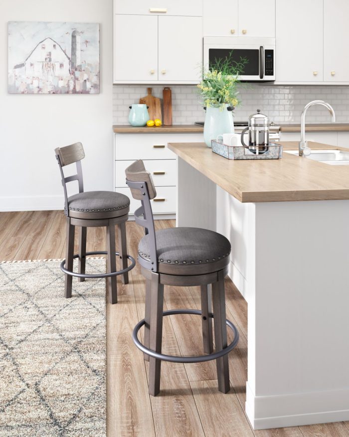 Caitbrook - Gray - UPH Swivel Barstool - Image 3