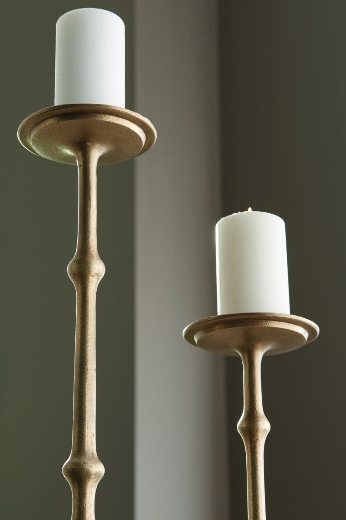 Larwick - Antique Brass Finish - Candle Holder Set (Set of 2) - Image 3