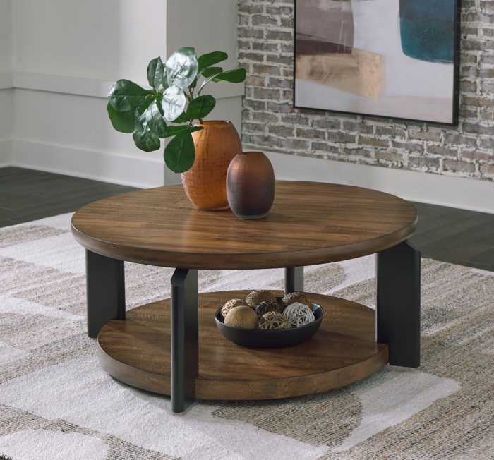 Kraeburn - Brown / Black - Round Cocktail Table - Image 4