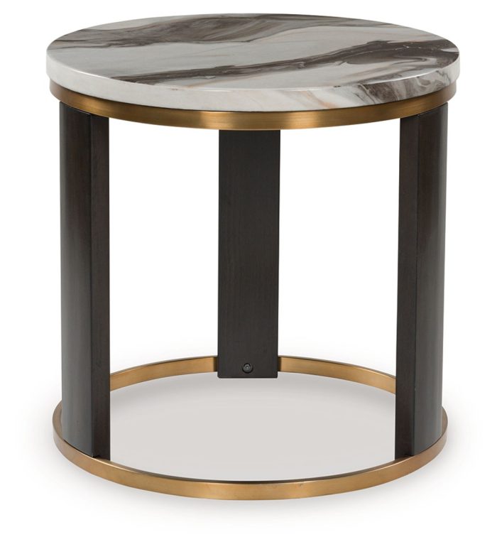 Jazmore - Brown / Brass Finish - Round End Table - Image 3
