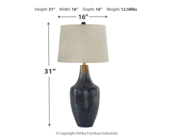 Evania - Indigo - Metal Table Lamp - Image 4