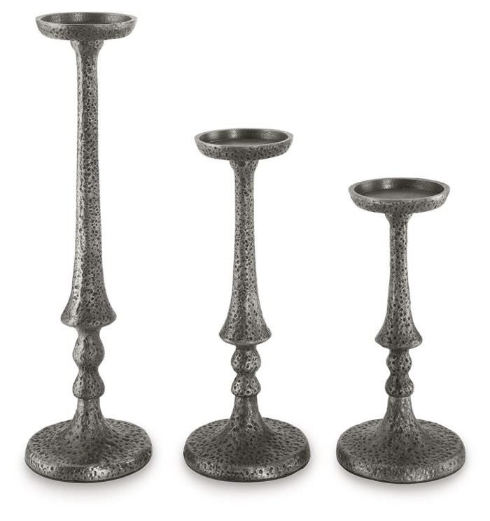 Eravell - Pewter Finish - Candle Holder Set (Set of 3) - Image 2