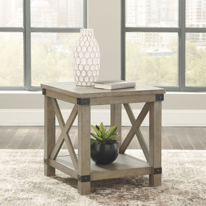 Aldwin - Gray - Rectangular End Table - Crossbuck Styling - Image 4