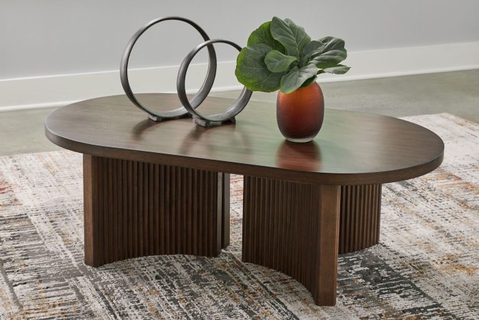 Korestone - Dark Brown - Oval Cocktail Table - Image 4