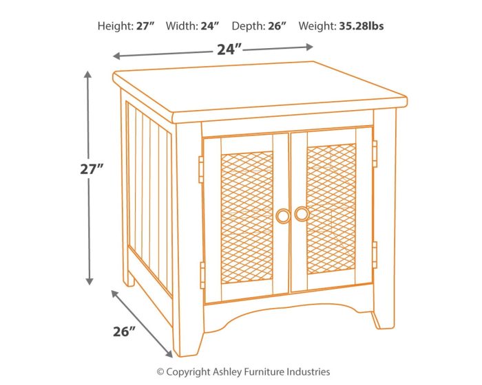 Wystfield - White / Brown - Rectangular End Table - 2 Doors - Image 4