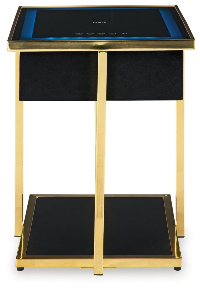 Rexwell - Black / Gold Finish - Accent Table With Speaker - Image 4