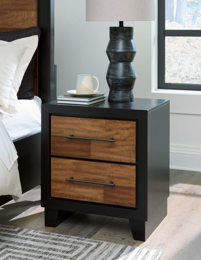 Kraeburn - Brown / Black - Two Drawer Night Stand - Image 4