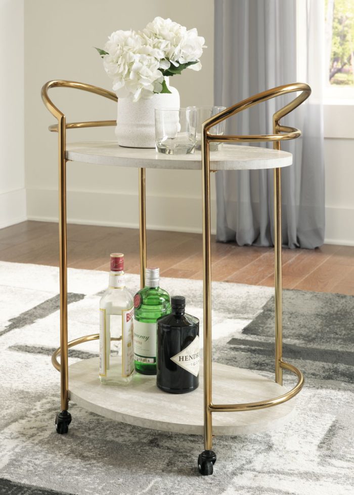 Tarica - Cream / Gold Finish - Bar Cart - Image 3