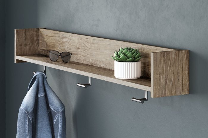 Oliah - Natural - Wall Mounted Coat Rack w/Shelf - Image 3