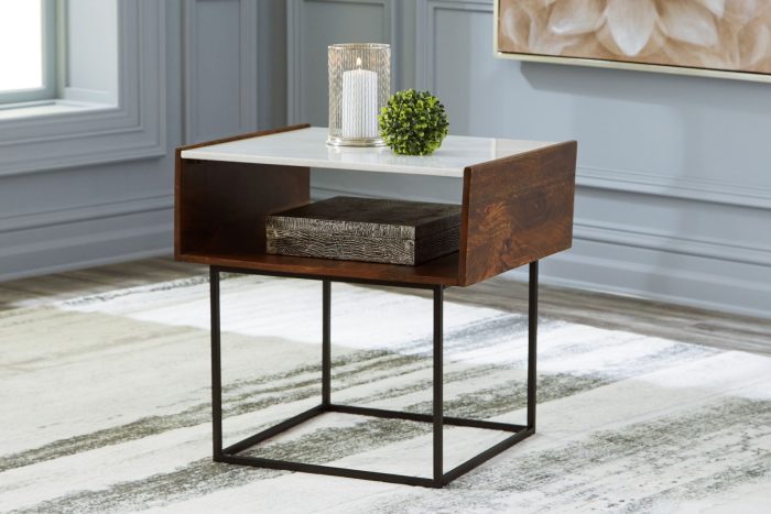 Rusitori - Brown / Beige / White - Rectangular End Table - Image 2