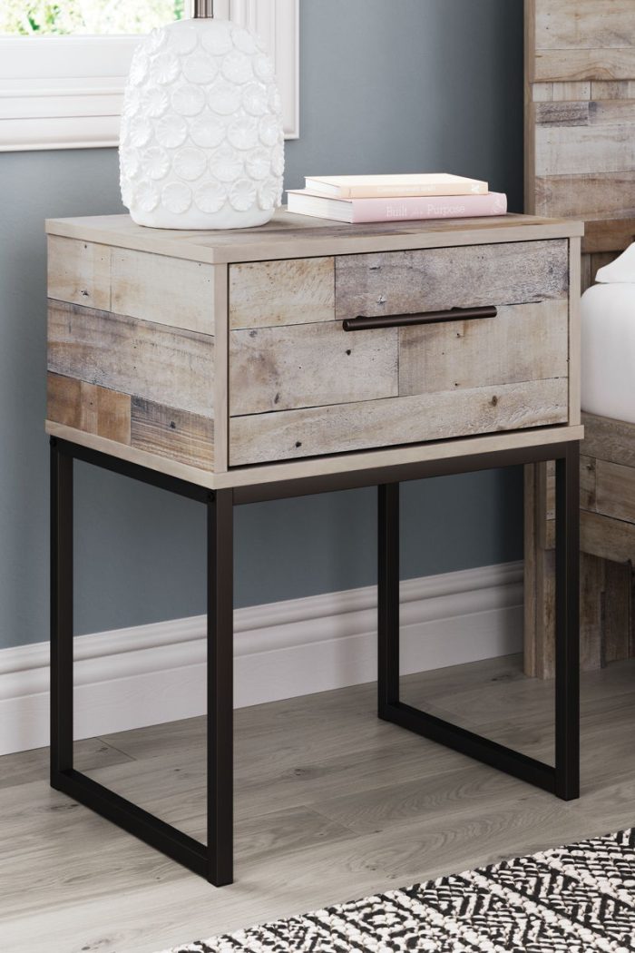 Neilsville - Whitewash - One Drawer Night Stand - Vinyl-Wrapped - Image 3