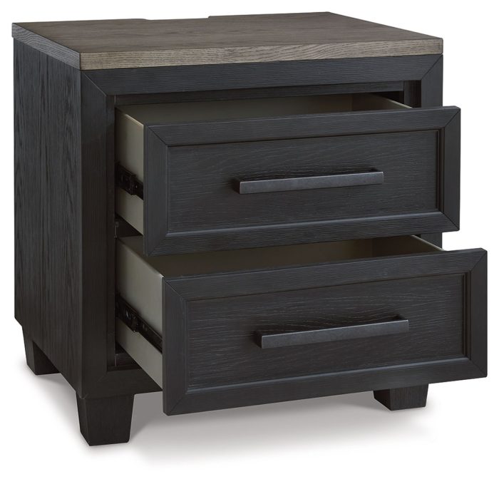 Foyland - Black / Brown - Two Drawer Night Stand - Image 3